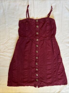 Universal Thread Burgundy Button-Front Spaghetti Strap Mini Dress